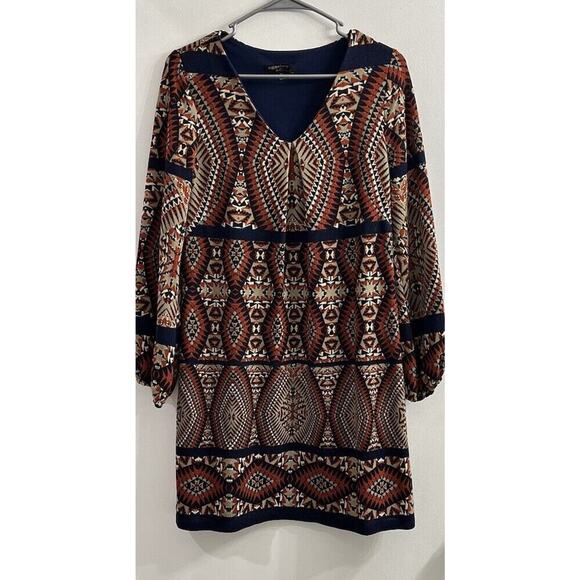 Vintage Robbie Bee Mini Dress 70’s 80’s Puff Sleeves Career Orange Blue PS Small - Picture 1 of 9